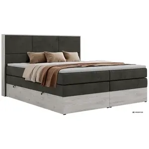 MKS POSTEL BOXSPRING DELNOR KING 160/200 - Tmavě šedá Samet - Topper T25 - H3
