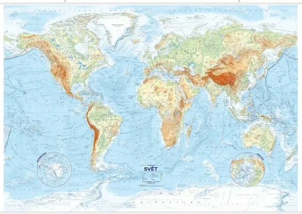 Svět – reliéf a povrch – nástěnná mapa