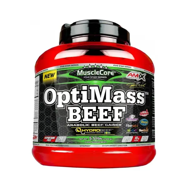 Amix Nutrition OptiMass Beef 2500 g čoko-kokos 2500 g čoko-kokos