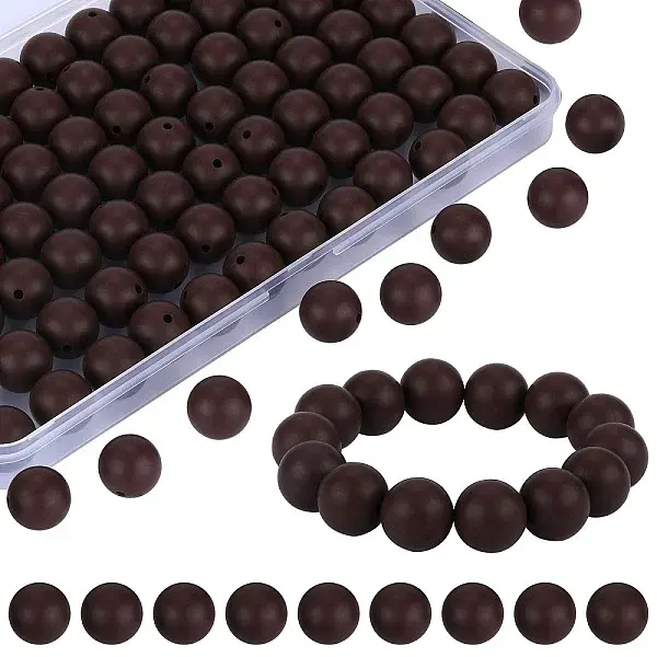 80Pcs Round Silicone Focal Beads