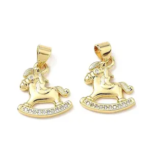 Brass Micro Pave Clear Cubic Zirconia Pendants