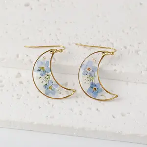 Moon 304 Stainless Steel Dangle Earrings