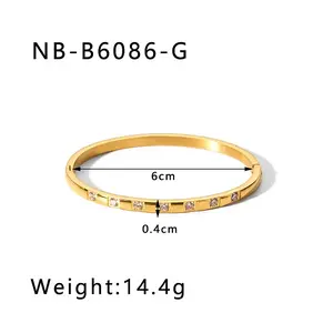 304 Stainless Steel Pave Cubic Zirconia Bangles