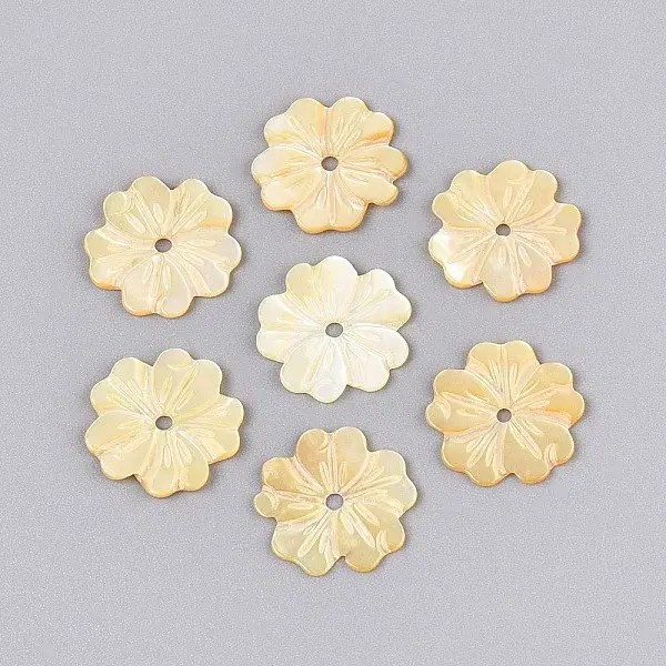 Natural Yellow Shell Carved Beads