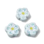 Glaze Daisy Flower Printed Porcelain Beads