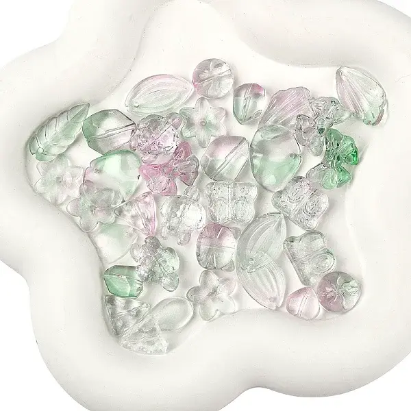 150Pcs Gradient Color Transparent Glass Beads