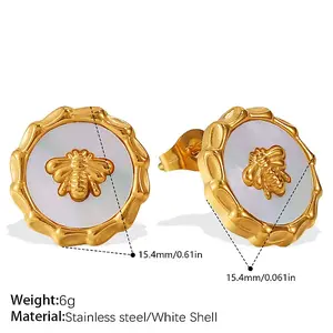 304 Stainless Steel & Shell Stud Earrings