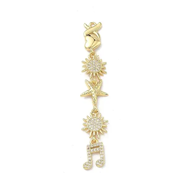 Brass Micro Pave Clear Cubic Zirconia Big Pendants