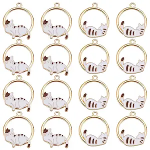 24Pcs 2 Styles Alloy Enamel Pendants