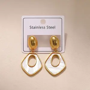 304 Stainless Steel Acrylic Stud Dangle Earrings