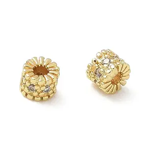 Brass Micro Pave Clear Cubic Zirconia Spacer Beads