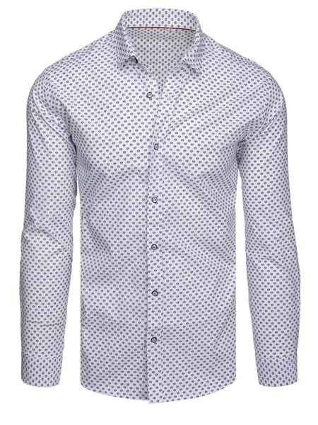 Pánská bílá košile s geometrickým vzorem