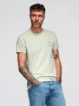 Ombre Men's printed cotton T-shirt with round neckline - mint