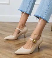Gemre Beige classic pumps with decorative buckle Helli