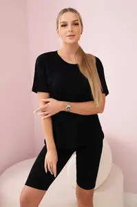 Set top+legíny černé