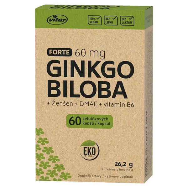 VITAR EKO Ginkgo biloba 60 mg + DMAE + vitamín B6 60 kapsúl