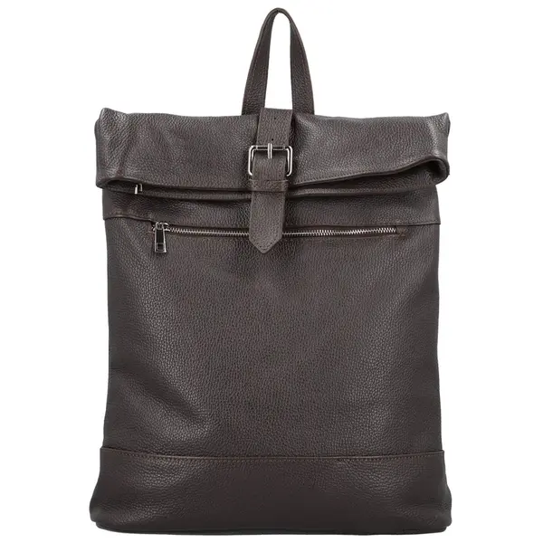 Dámský kožený batoh tmavě hnědý - Delami Vera Pelle Jorge