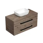 Kúpeľňová skrinka s čiernou úchytkou a krycí doskou SAT Cube Way 100x46x47,5 cm dub Wellington mat CUBE46C1003DWSAT45