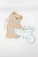 Dětská dárková sada ručník a osuška POURTOL, 2 ks Smetanová /  Modrá výšivka Sada (ručník 50x90cm, osuška 70x130cm)