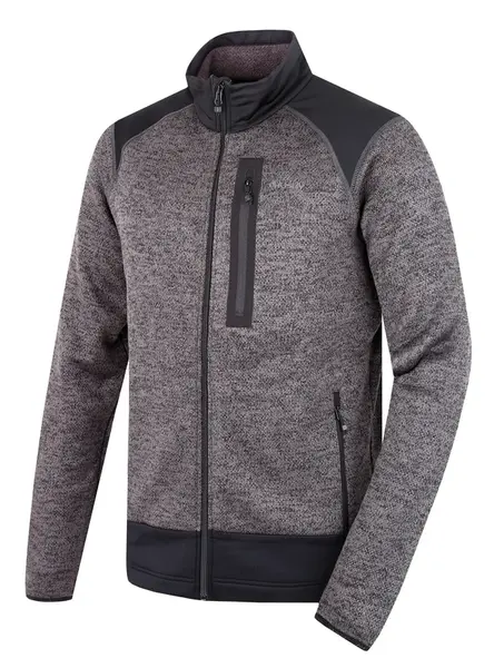 Husky Alan M L, black Pánský fleecový svetr na zip