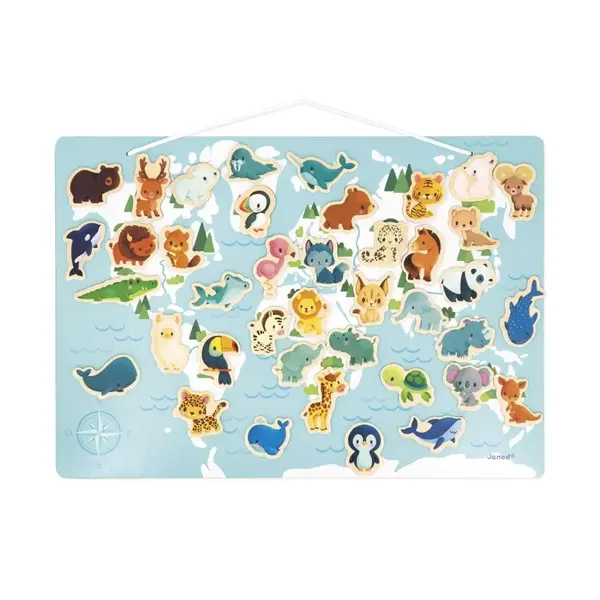 Magnetická mapa sveta - Kde žijú zvieratká - 40 ks
