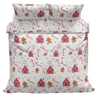 Bavlnené obliečky Domčeky červené 140x200, 70x90 cm