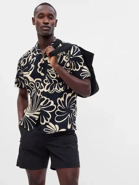 GAP Lněná vzorovaná košile - Pánské