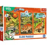Trefl Puzzle 3x80 Treflíci ve světě dinosaurů