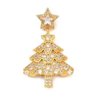 Christmas Brass Micro Pave Cubic Zirconia Pendants