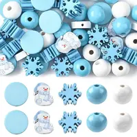 100Pcs 5 Styles Natural Wood Beads