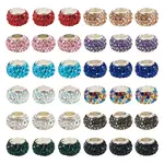 36Pcs 12 Colors Alloy Clay Pave Rhinestone European Beads