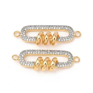 Brass Micro Pave Cubic Zirconia Connector Charms