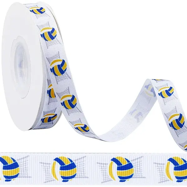 25 Yards Sport Ball Theme Printed Polyester Grosgrain Ribbon