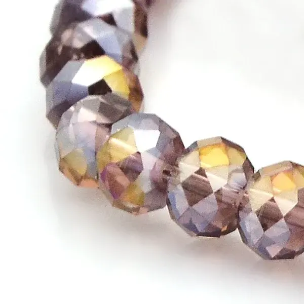 Half Rainbow Plated Faceted Rondelle Electroplate Glass Beads Strands