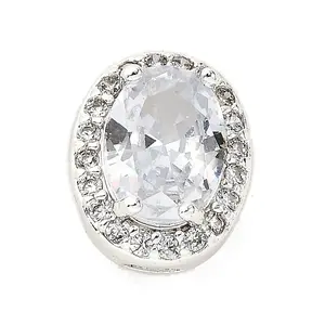 Brass Micro Pave Cubic Zirconia Beads