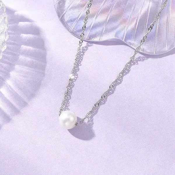 Natural Cultured Freshwater Pearl Potato Pendant 304 Stainless Steel Singapore Chains Necklaces