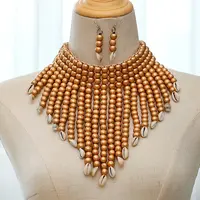 Alloy & Natural Shell & Wood Bead Necklaces & Dangle Earrings for Women