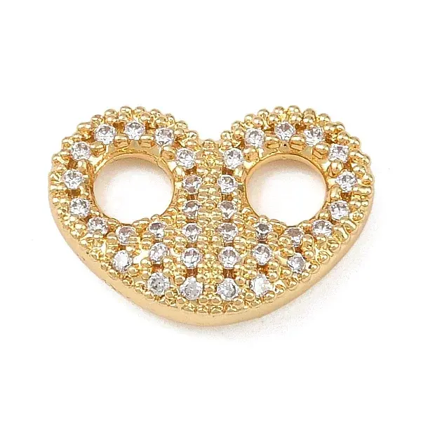 Brass Micro Pave Clear Cubic Zirconia Links Connector Charms