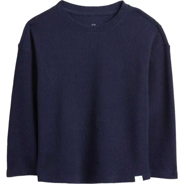 GAP V-LS COZY WAFFLE CREW Detské tričko, tmavo modrá, veľkosť 4Y