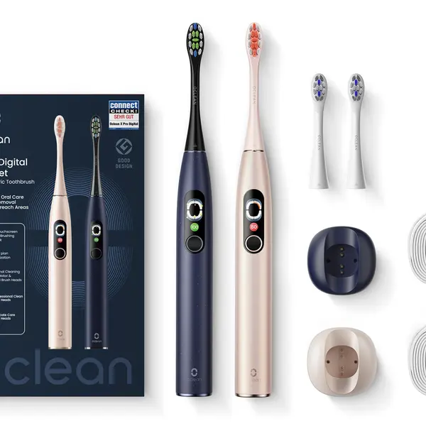 Oclean X Pro Digital set sonické kartáčky 2 ks zlatý+modrý