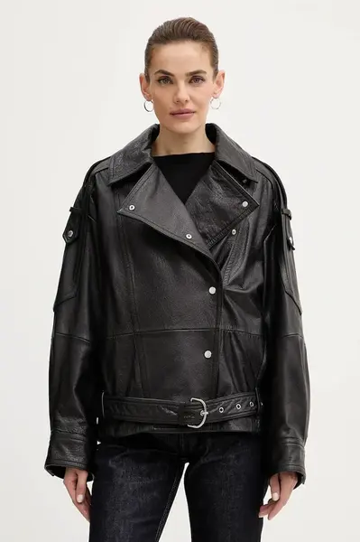 Kožený křivák BOSS Orange C Sassea černá barva, 50552201