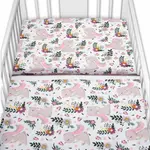 Baby Nellys 2-dílné bavlněné povlečení Králíček na louce - růžová, bílá
