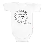 Baby Nellys Body krátký rukáv Made with love,  bílé