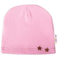 Baby Nellys Žebrovaná čepice Hvězdičky - růžová vel.  80/86