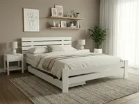 Posteľ PARIS zvýšená 140x200 cm, biela Rošt: S lamelovým roštom, Matrac: Matrac DELUXE 10 cm