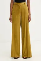 Kalhoty Haveone dámské, zelená barva, široké, high waist, PCB-P033