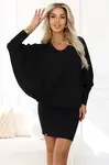 402-10 Comfortable batwing dress with long sleeves - black
