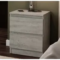 Skříňka/noční stolek Carlos 40 cm, šedý beton, 2 zásuvky