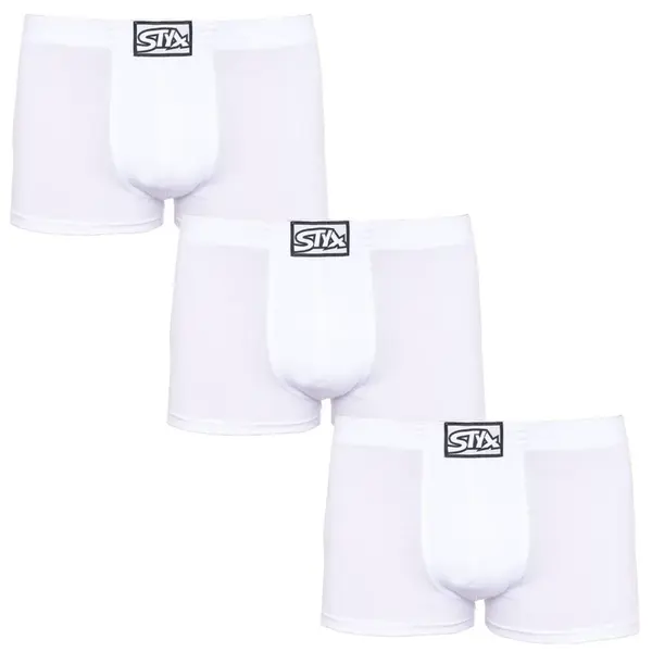 Styx 3PACK pánské boxerky klasická guma bílé (3Q1061) L