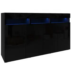 Komoda Izumi 140 BL černá mat/lesk